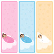 Baby of african descent in a blanket vertical banners
