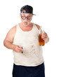 Fat man with beer