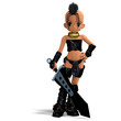 female fantasy manga amazon with ounk hair and giant sword. 3D r