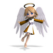 cute cartoon angel with wings and halo. 3D rendering with clippi