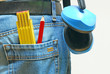 Foto: Meterstab, Bleistift und Hörschutz Meterstab, Bleistift und Hörschutz