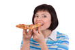 woman with pizza woman with pizza