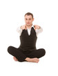 businessman sitting in lotus pose