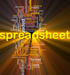 Spreadsheet word cloud glowing