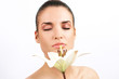 spa woman enjoy flower scent