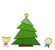 Vector New year card with kids