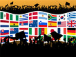 Vektor: Fußball - Internationale Fahnen mit Fans Fußball - Internationale Fahnen mit Fans