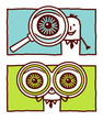 magnifying glass & binoculars