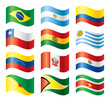 Wavy flags set - South America