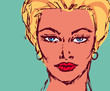 Woman portrait pinup retro card