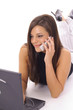 pretty student on the phone checking email