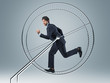 businessman in 3d hamster wheele