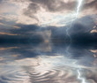 Reflection of lightning in the water