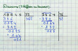 division, technique opératoire, page de cahier d'élève