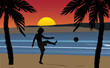 Fußballer am Strand