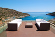 Sea view relaxation area of luxury hotel, Crete, Greece