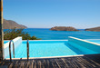 Swimming pool by luxury villa with a view on Spinalonga Island,