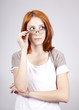 Young Businesswomen in white with glasses.