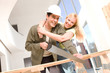 Couple doing housework