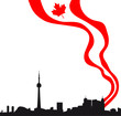 Black vector Toronto silhouette skyline with Canadian flag