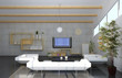 3d render modern living room