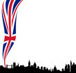 Detailed Black vector London silhouette skyline with union flag Detailed Black vector London silhouette skyline with union flag