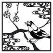 Papercut frame with bird and flowers in chinese style