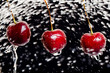 cherries with hits drop of water