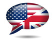 USA-UK Flags Speech Bubble Icon (English Language Version Button