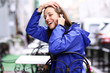 Happy young lady talking on mobile phone Happy young lady talking on mobile phone