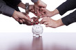 Group of people saving money Group of people saving money