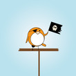 cartoon pirate bird with scull flag cartoon pirate bird with scull flag