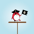 cartoon pirate birdwith hat and scull flag cartoon pirate birdwith hat and scull flag