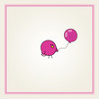 cartoon bird with a pink balloon for girls cartoon bird with a pink balloon for girls