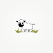 card design of funny cartoon sheep in grass patch card design of funny cartoon sheep in grass patch