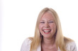 Blonde girl laughing out loud