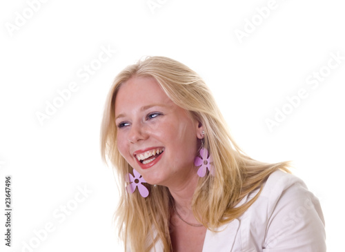 Photo: Blonde girl laughing out loud Blonde girl laughing out loud