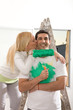 Woman kissing her husband