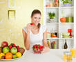 Beauty, young girl eating strawberry