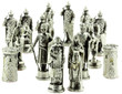 figurines de jeu d'échec en métal, fond blanc figurines de jeu d'échec en métal, fond blanc
