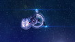 Futuristic space ship in interstellar deep space travel