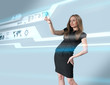 Lady touching hi-tech - Interfaces collection Lady touching hi-tech - Interfaces collection