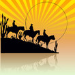 Tres vaqueros al sol