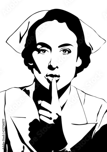 Vector: Enfermera pidiendo silencio Enfermera pidiendo silencio