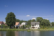 Village on river bank