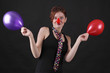 Girl as mime with red nose Girl as mime with red nose