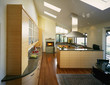 Contemporary Kitchen with Fireplace