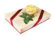 Holiday's Present With Red Bow & Rose Flower Holiday's Present With Red Bow & Rose Flower