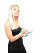 businesswoman writing on a notebook businesswoman writing on a notebook