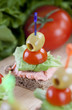Catering bites of tomato and lettuce